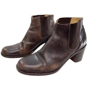 Chelsea Boot Vintage Y2K Size 8.5-9 Heeled Brown Leather Short Ankle Guess Italy